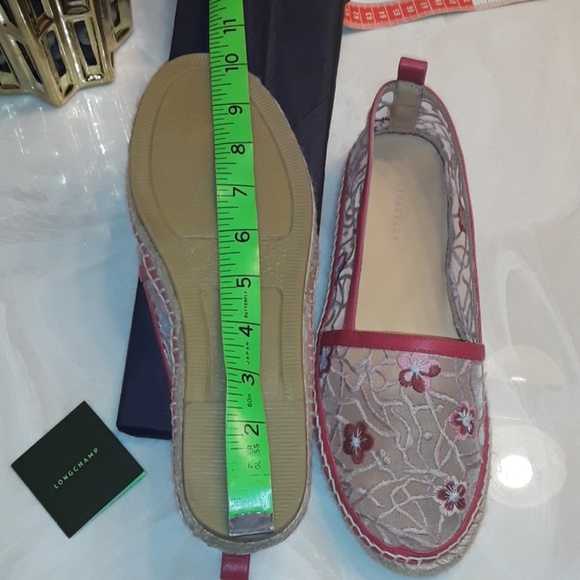 LONGCHAMP ESPADRILLE pink flowers and  leather - Picture 8 of 8